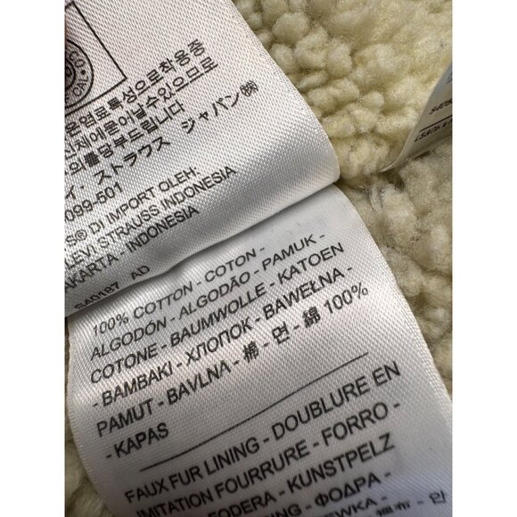 Levis Women SZ M Sherpa Trucker Denim Cotton Jacket Casual Rodeo - Picture 6 of 8